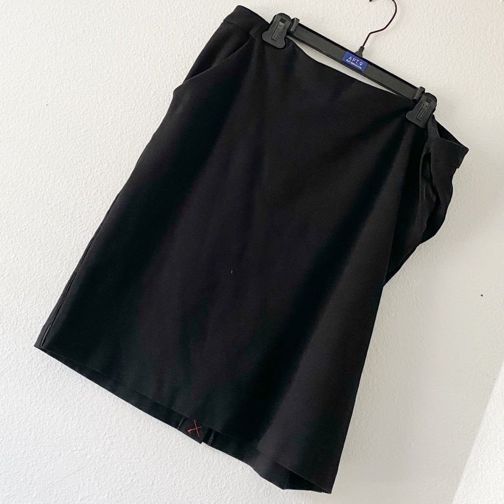 Black ponte knit pencil skirt